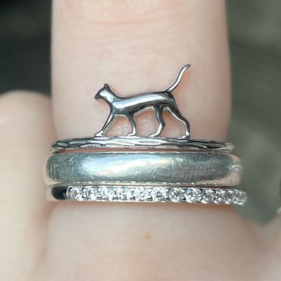 Cute Cat Ring in Sterling Silver, Cat Silhouette Ring, Kitty Cat Ring ...
