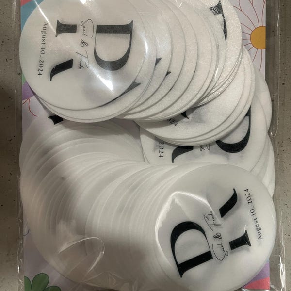 50 Personalized Edible Cocktail Drink and Cupcake Topper Garnish Discs ...