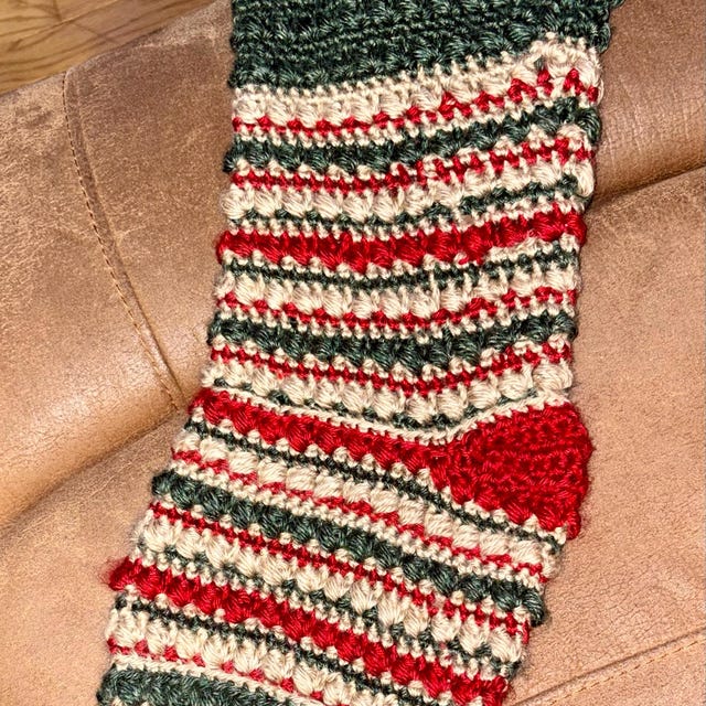 A customer's finished Prancing Deer Stocking Crochet Pattern