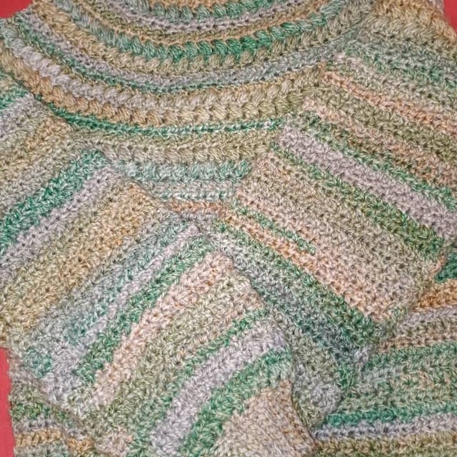 A customer's finished Macchiato Sweater Crochet Pattern PDF
