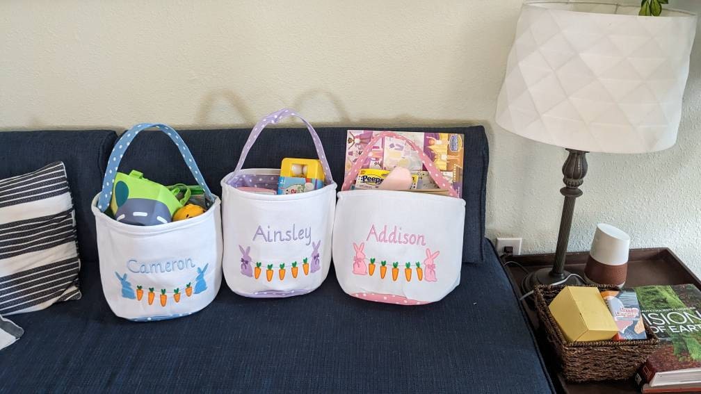 Easter basket, Personalized Easter Basket, monogram easter basket, girls basket, boys basket, girls easter basket, embroidered, rabbit