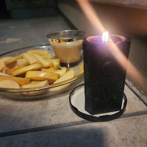 Moon Phases Beeswax Candle Handmade Spiral Triangle Pillar