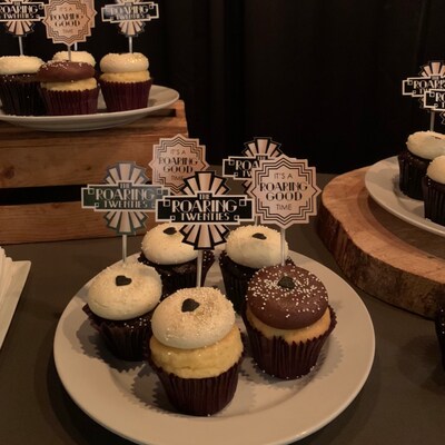 Roaring 20's Dessert Cupcake Toppers 1920's Art Deco Jazz Party Clear ...
