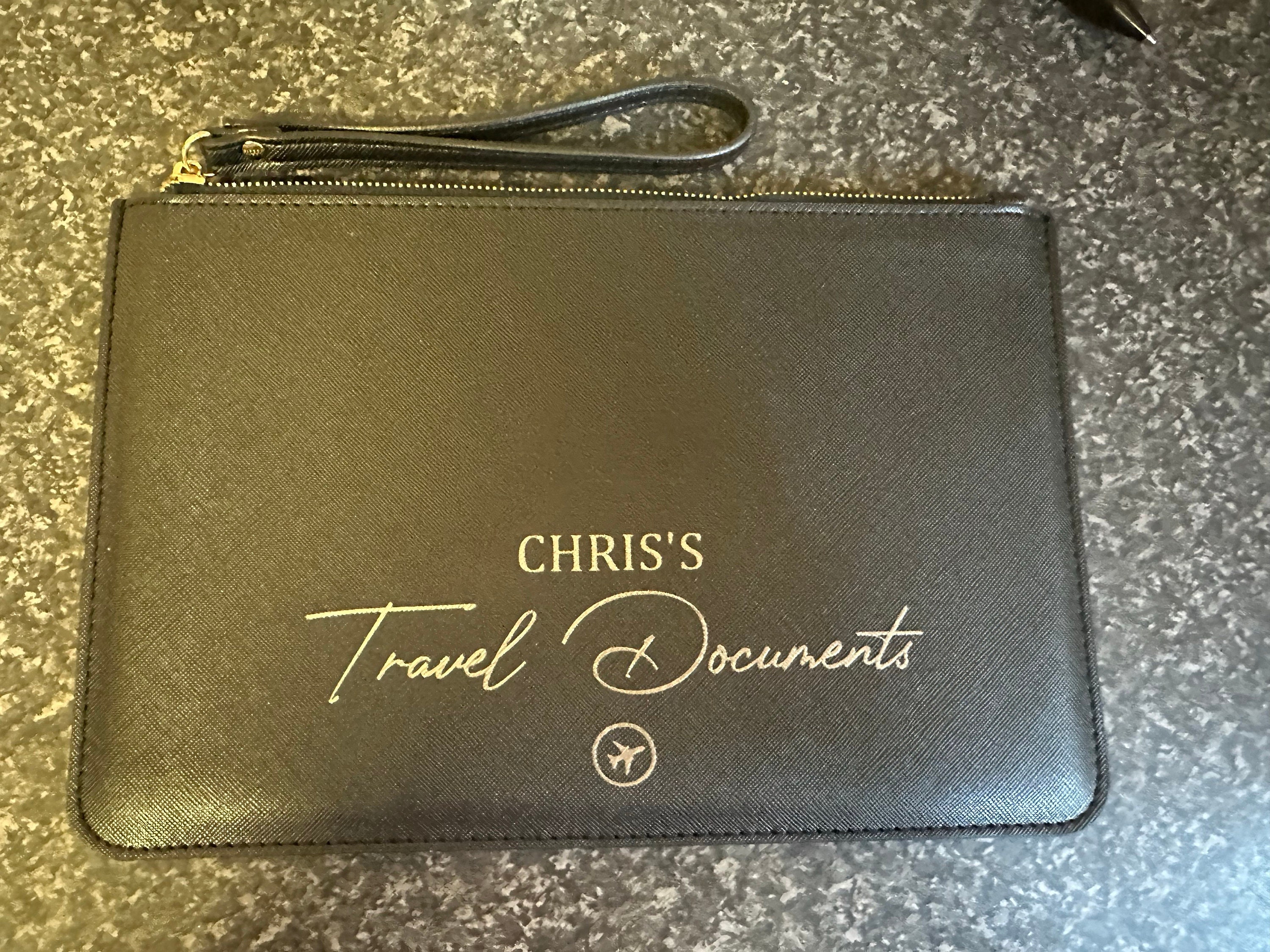 Personalised Document wallet Travel Passport Holder Clutch & Plane Keyring, Various Colours Available Travel Wallet - Honeymoon Gifts