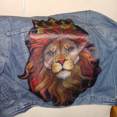 Large Lion Printed Fabric Applique Patch,embroidery Printed Fabric ...
