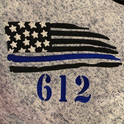 Thin Blue Line Embroidery Design, American Flag Embroidery, Police