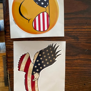 Patriotic Sunglasses Smiley Face Sticker Cute USA Emoji America