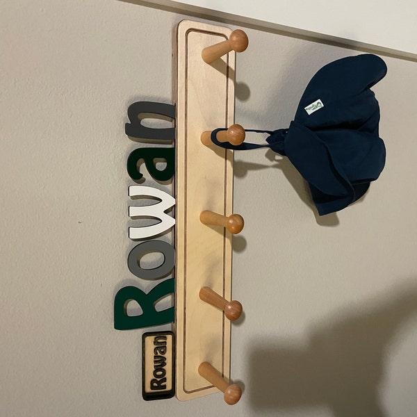 Colorful Kids Coat Rack With Personalized Name - Fast Delivery - Etsy