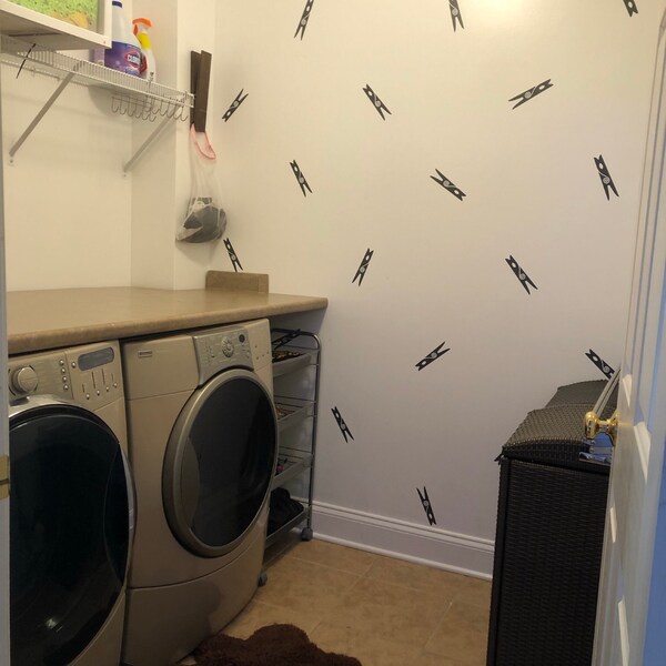 CLOTHESPINS, Laundry Decal, Vinyl Wall Quotes, Wall Quote Decal ...