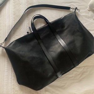 Black Leather Weekender Bag Men Leather Travel Bag Luggage Bag Duffel ...