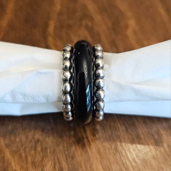 Onyx Triple Thick Stacker Ring