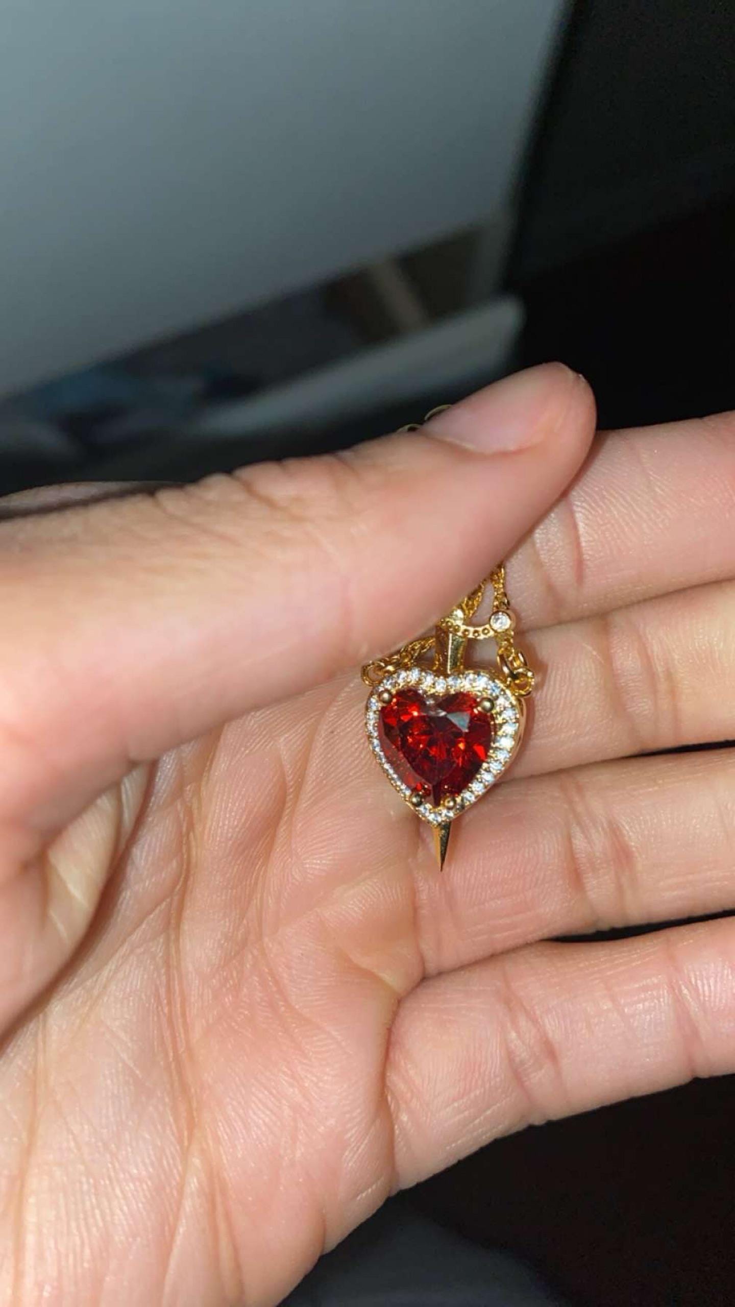 Heart and Sword Necklace - Couple Necklaces - Gold Plated