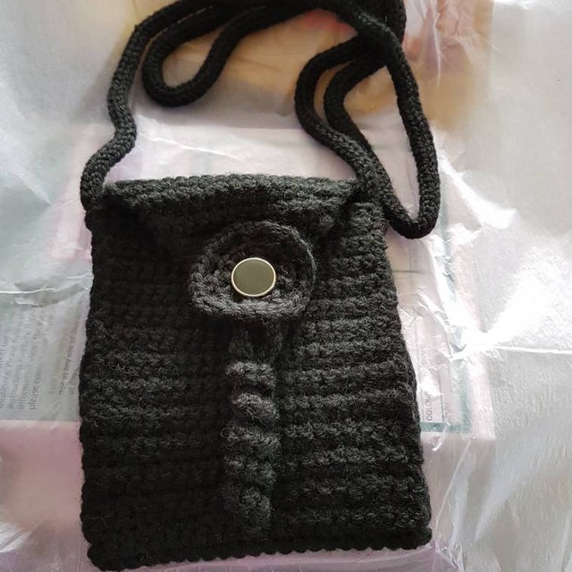 Knitted and felted cross body pouch bag multi coloured Etsy