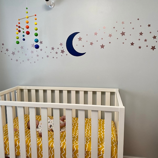 Moon and Stars Wall Decal - Star Stickers - Nursery Decals - Metallic ...