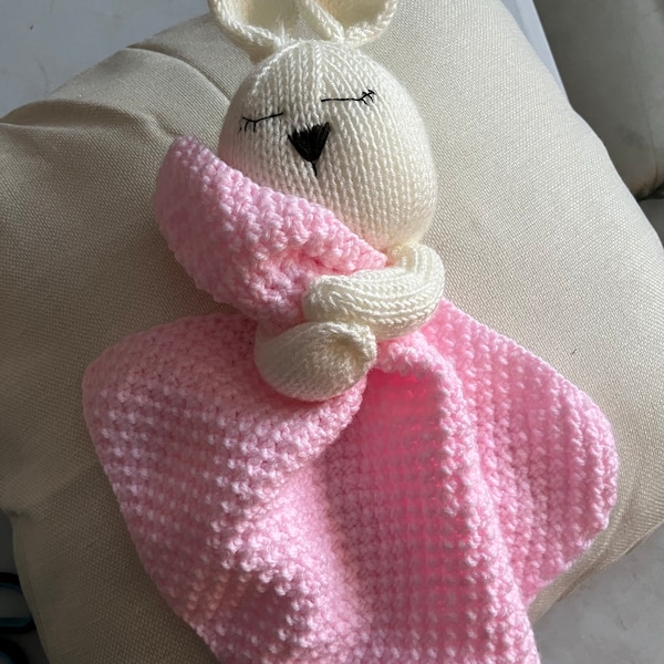 Bunny Comforter KNITTING PATTERN on Two Straight Knitting Needles ...