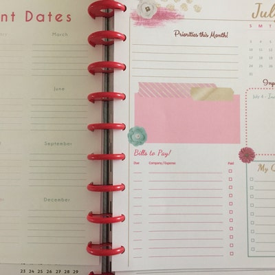 Happy Planner PRINTABLE Monthly / Weekly Planner Refills PDF 7 X 9.25 ...