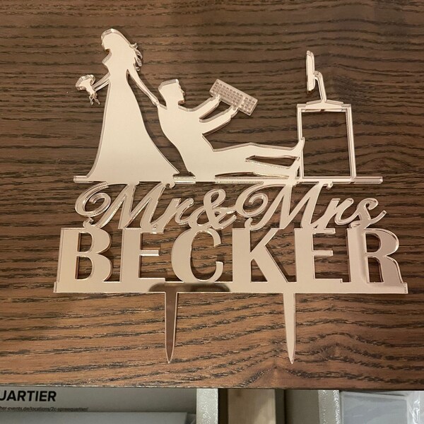 Computer Cake Topper, Programmer Wedding Cake Topper, Bride Dragging ...