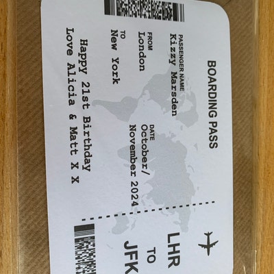 Personalised Custom Gift Airline Ticket , Boarding Pass, Gift Card ...