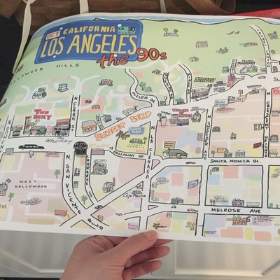 Los Feliz CA Map Print Hand-drawn Los Angeles California Art Home