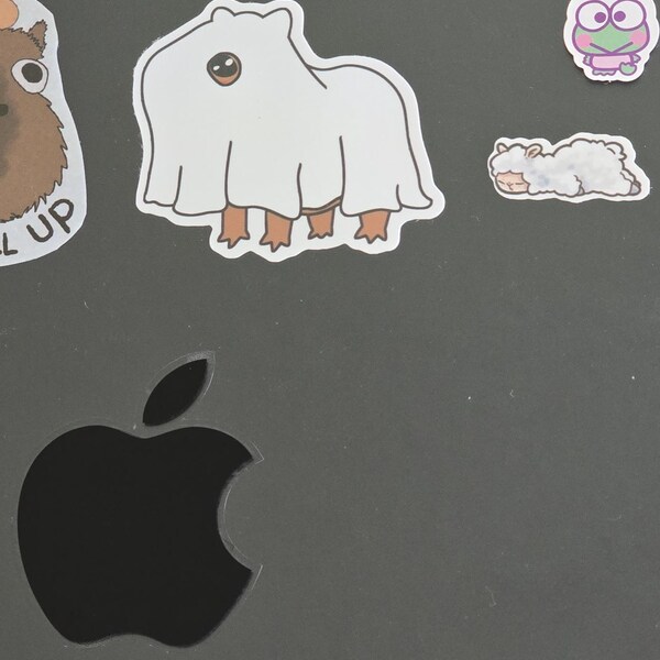 Cute Capybara Ghost Sticker | Waterproof Die Cut Sticker | Adorable ...