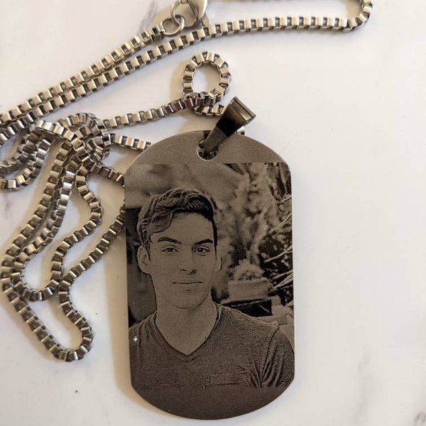Personalized Dog Tag Necklace Custom Photo And Date Anniversary Gift
