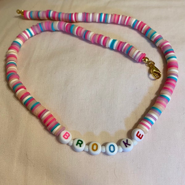Personalized Beaded Necklace With Name, Beaded Name Necklace, Dainty