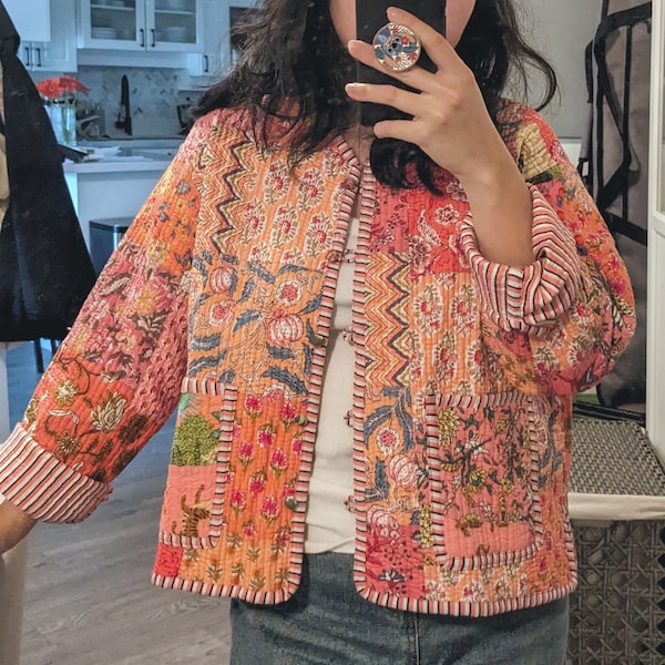 Handmade Cotton Patchwork Jacket: Reversible Quilted Boho Coat - Etsy