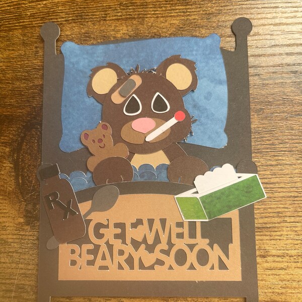 Get Well Bear Card in A Box 3D SVG - Etsy