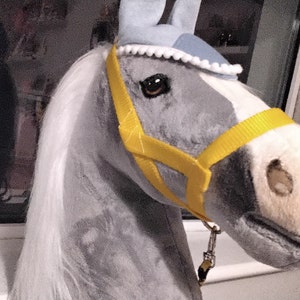 Bonnet chocolat et bleu ciel, taille poney Bonnet chocolat et bleu ciel, taille poney