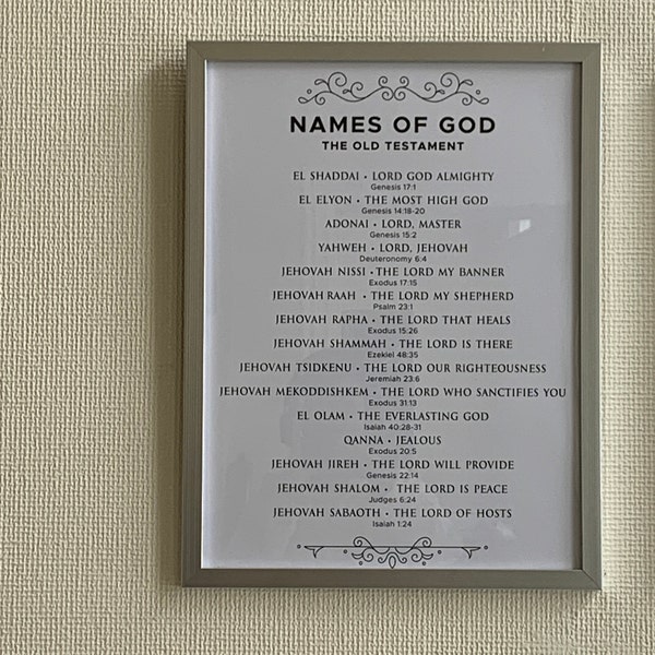 Names of God Poster, 15 Names for God in the Bible, List of Yahweh and ...