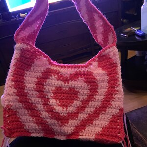 Crochet Heart Power Puff Bag –
