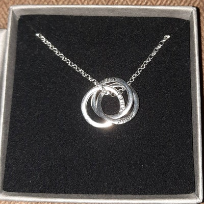 Personalised Interlocking Silver Ring Necklace Interlocking - Etsy