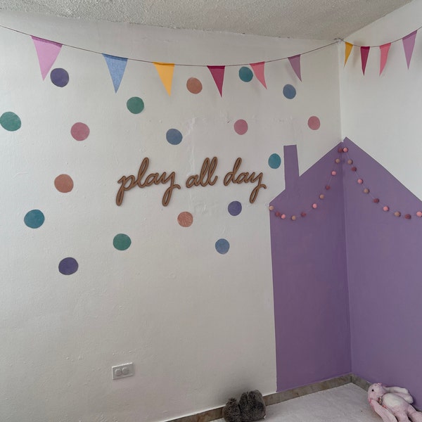 Play Room Lettering Play All Day Sign | Wall Lettering | Wooden Nursery Sign | Nursery ...