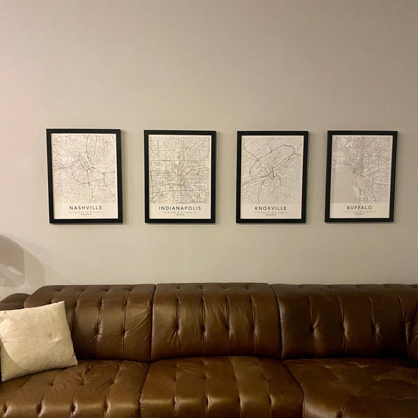 Personalized Set of 4 Any City Map Prints Custom Locations Home Town ...