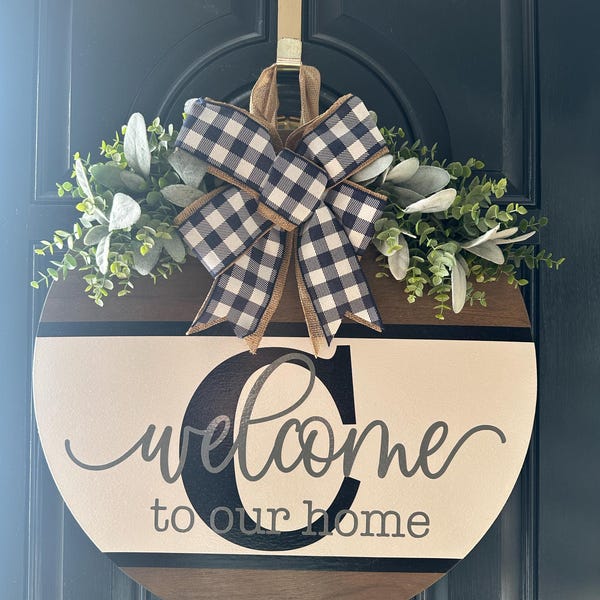 Front Door Decor | Welcome to Our Home | Year Round Wreath | Front Door ...