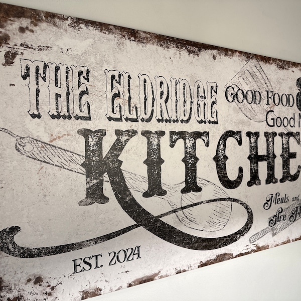 Custom Kitchen Sign, Family Kitchen Sign, Rustic Kitchen Decor, Vintage ...