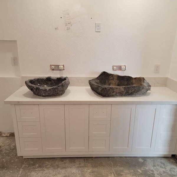 Black Marble Bathroom Vanity Sink – Handmade Artisanal Design 76x35 Cm ...