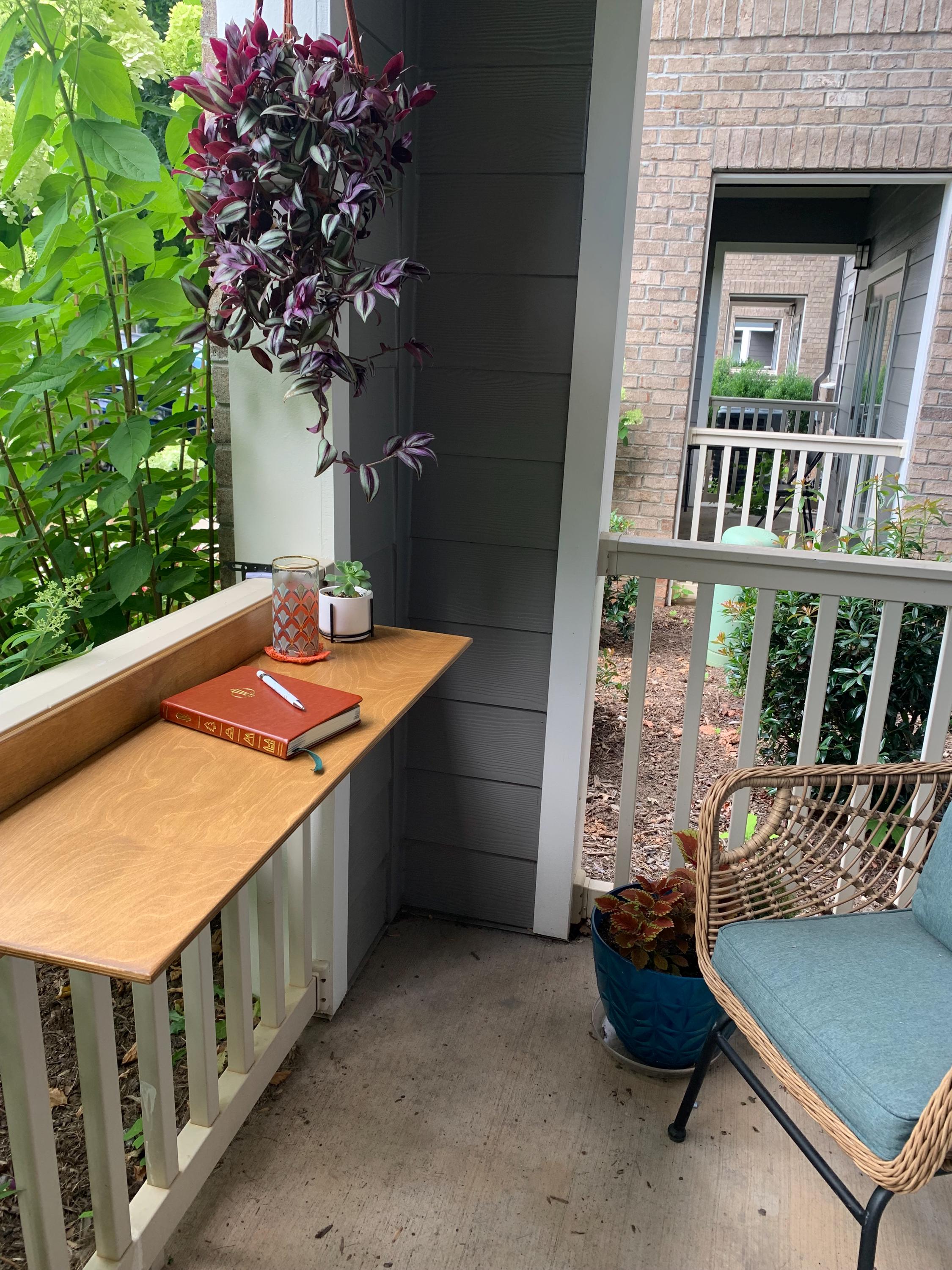 Folding Space Saving Bar Table for Deck, Veranda and Porch Railings, Balcony Bar Table Hanging over Railing, Outdoor Foldable Railing Table