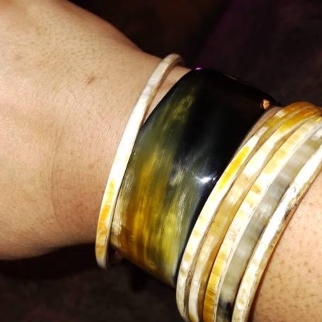 Set 7 Natural Buffalo Horn Bangle, Bracelet Set, Horn
