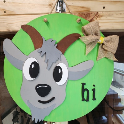 "Protected By Attack Goat" Mini Wood Sign / Ornament - Funny Door Hanger, Made In USA 9 thumbnail image