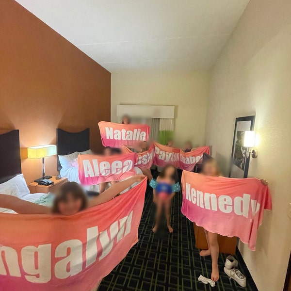 Personalized Ombre Beach Towel With Name, Custom Beach Towel for Kids ...