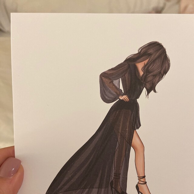Fashion Illustration Print: Woman in Black Dress Sketch - Etsy