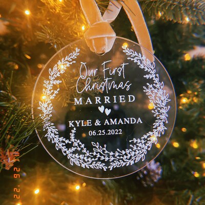 First Christmas Married Ornament Newlywed Gift Mr & Mrs - Etsy