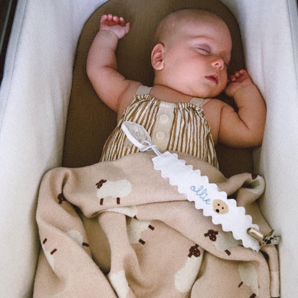 Monogrammed Pacifier Clip | Personalized Embroidered Paci Holder | Baby ...