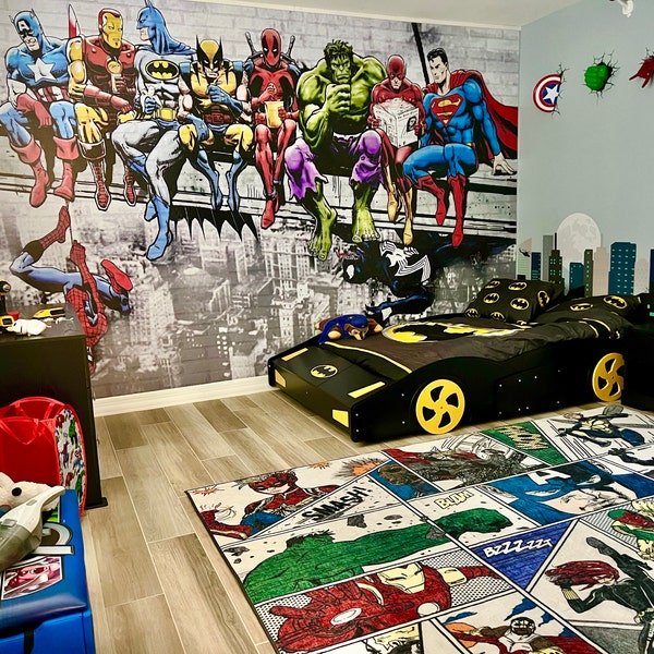 Kid Room Wallpaper | Superhero Wall Decal | Peel and Stick | Removable ...
