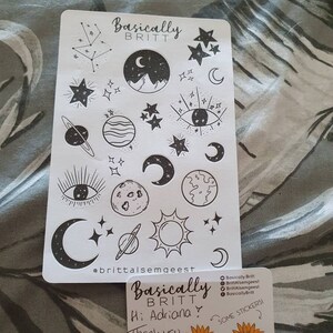 Galaxy Stickersheet Bullet Journal Universe Stickers, Cute Space Sticker,  Celestial Stickers, Stars Moons and Planets Scrapbook 
