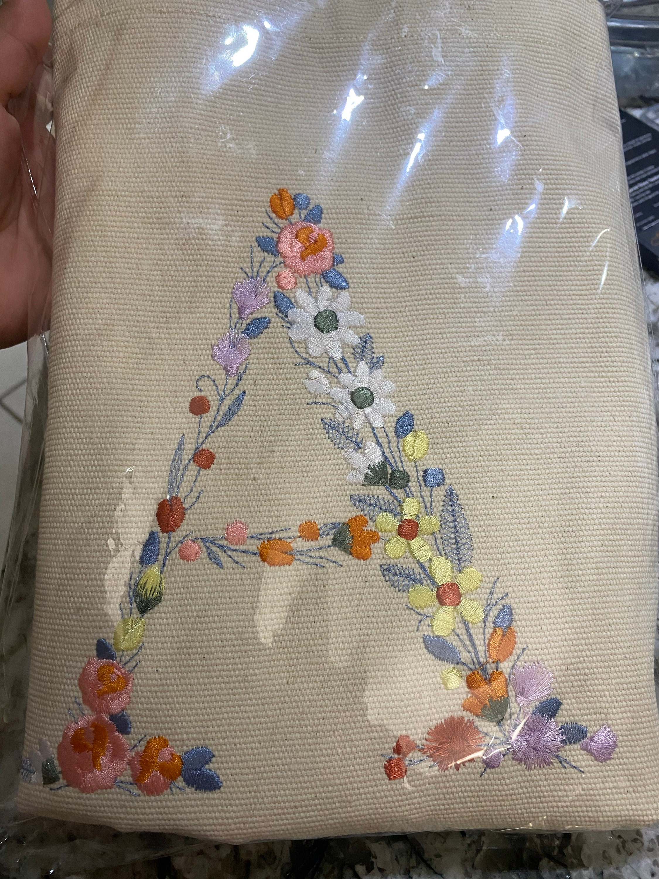Personalized Embroidered Canvas Tote Bag,Monogram Floral,Natural Tote Bag, Cotton Canvas,Shopping Bag,Book Tote, Laptop Bag