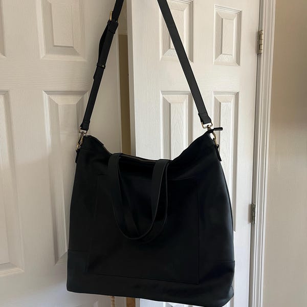 Handmade Leather Duffle Bag For Men, Large Canvas Weekender Travel Bag With Adjustable Strap