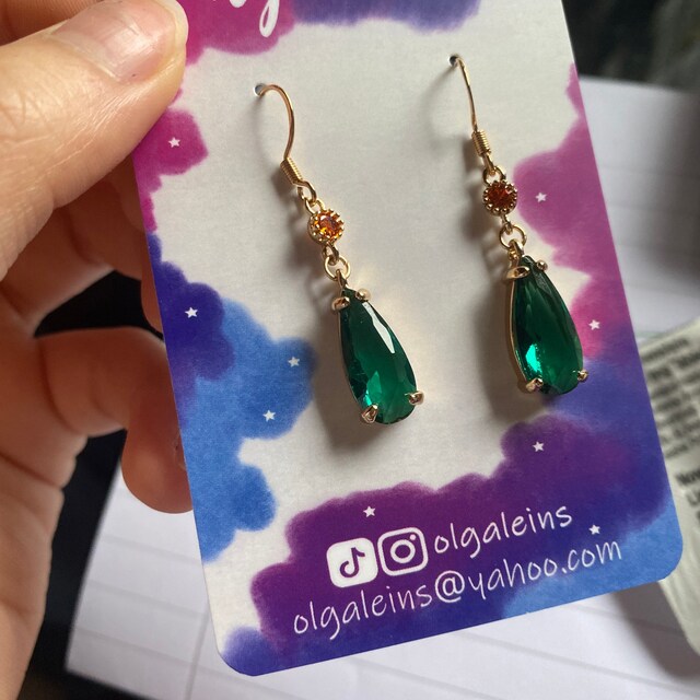 Oorbellen Voor Vrouwen Mannen Anime Howl's Moving Kasteel Studs 925 Zilver Kostuum Sieraden Groen Water Drop Oorbellen Accessoires Gift, Eén maat, Mentaal