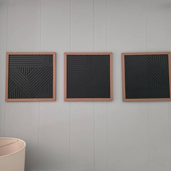 Geometric Wood Wall Art (set of 3) - Modern Wood Art - Minimal - Etsy ...